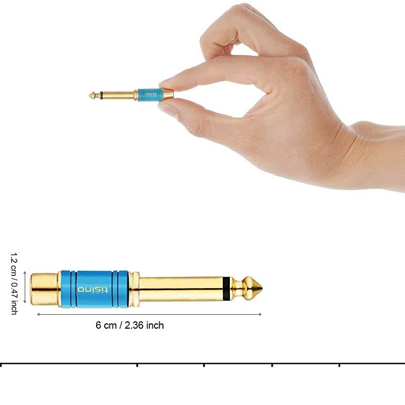 RCA to 14 Adapter Gold Plated Pure Copper RCA Female to Quarter Inch Jack TS Mono Adapter Audio Connector Multicolor 2 Pack