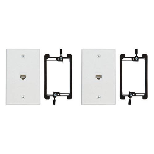 Buyer's Point 1 Port Cat6 Wall Plate, Female-Female with Single Gang Low Voltage Mounting Bracket Device Pack of 2 White 1 Port