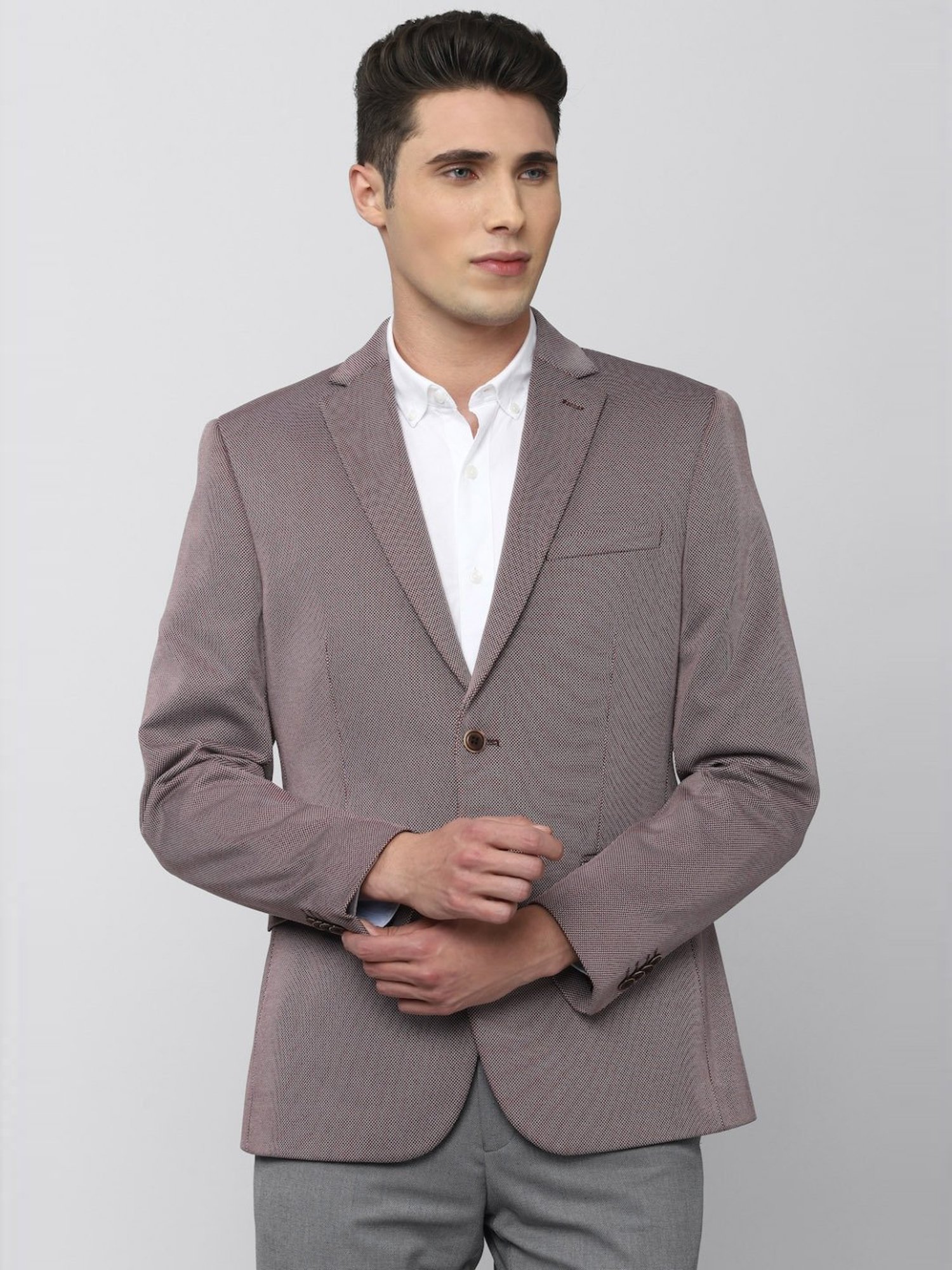 Peter England Elite Grey Regular Fit Blazer