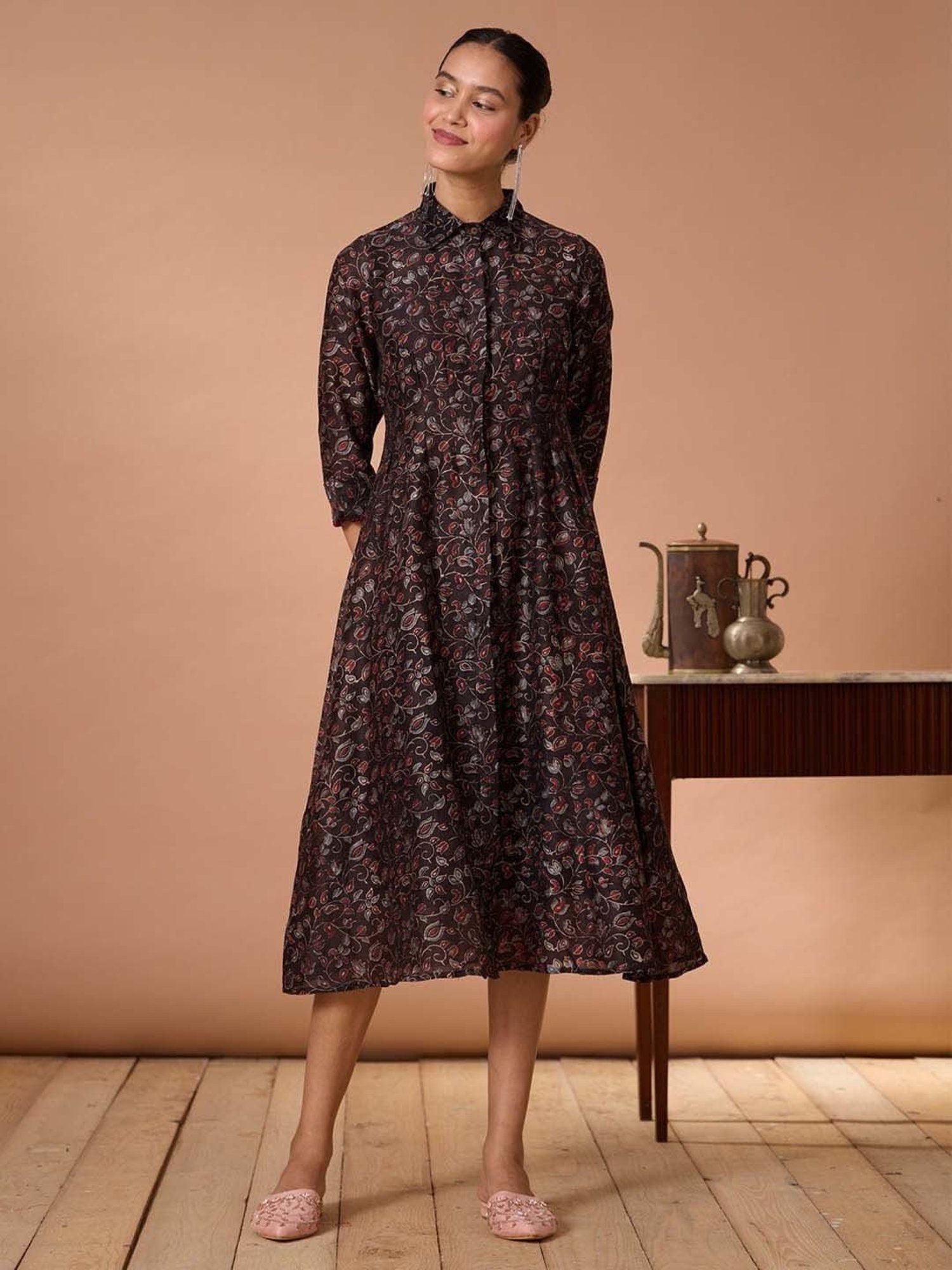 Saffron Threads Red Ethnic Dresses