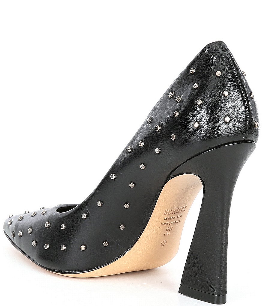 Schutz Belmira Studded Leather Pointed Toe Pumps