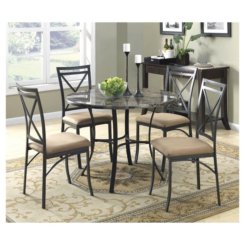 Faux Marble Top Dining Table Black - Dorel Living