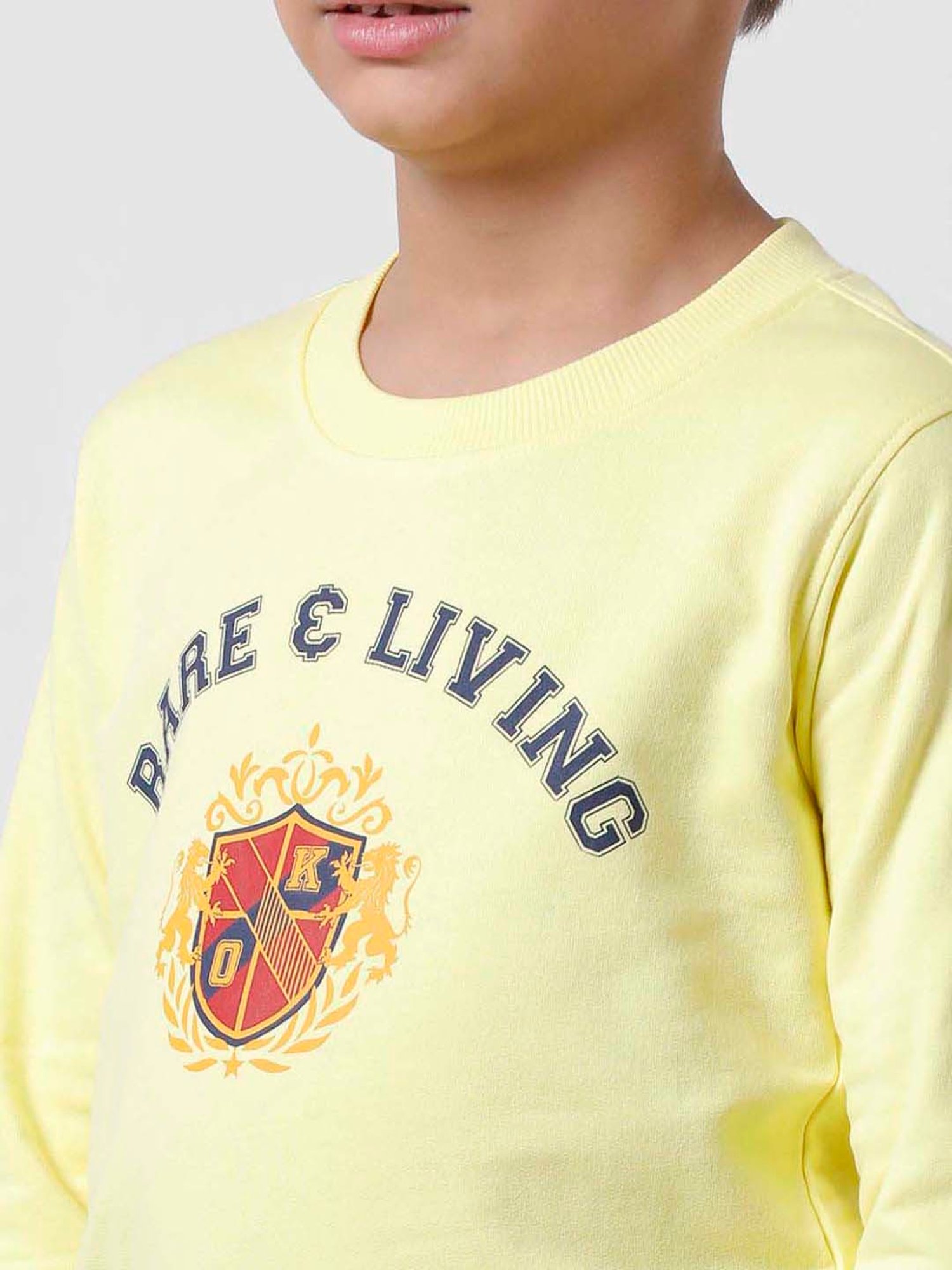 Kate & Oscar Kids Yellow Cotton Printed Full Sleeves Sweatshirt