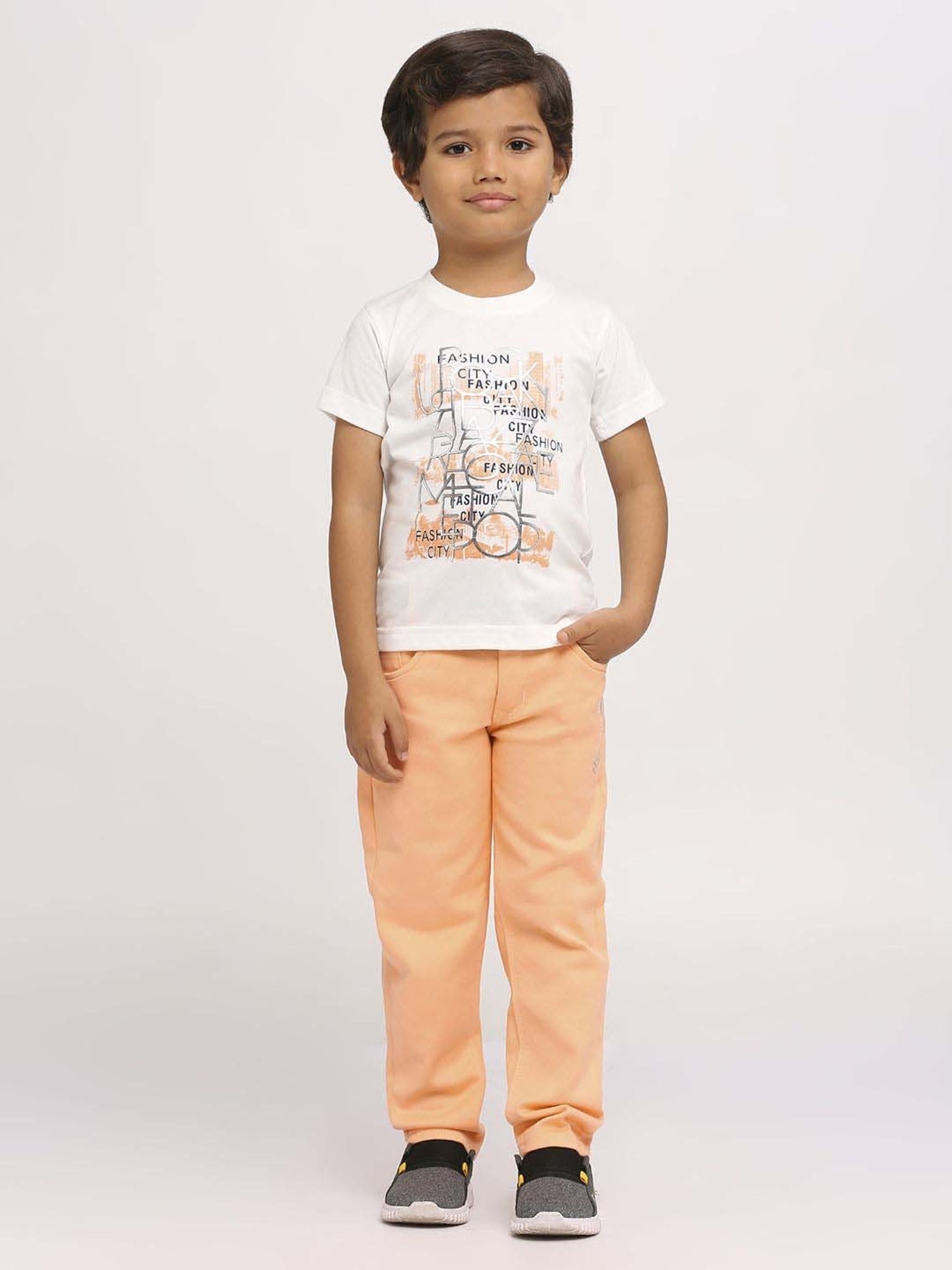 Fourfolds Boys Blue & White Solid Full Sleeves Suit Set