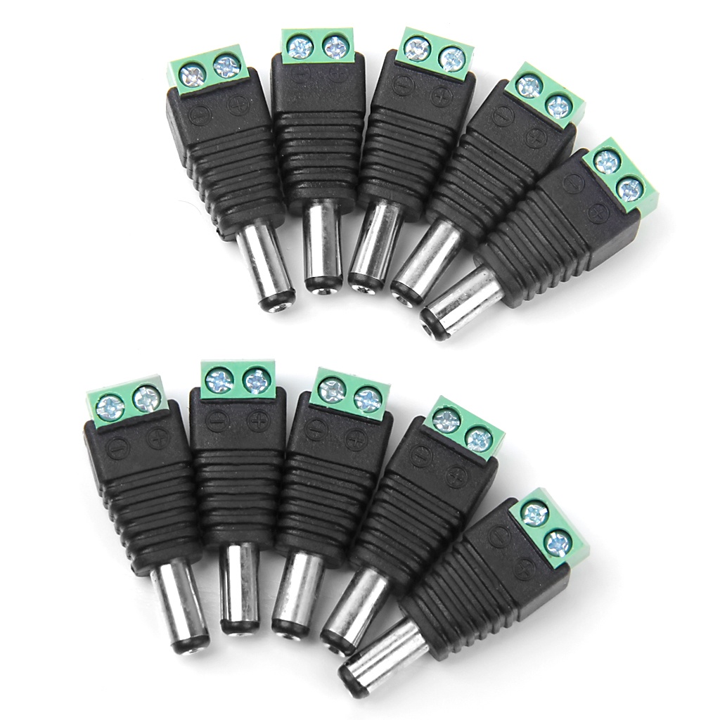 10x DC Power Male Cable Adaptor Plug Jack Wire Connector for CCTV Camera