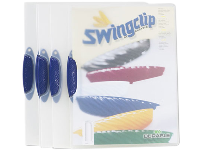 Durable 226407 Swingclip Polypropylene Report Cover, Letter Size, Clear-Dark Blue Clip, 5-Pack