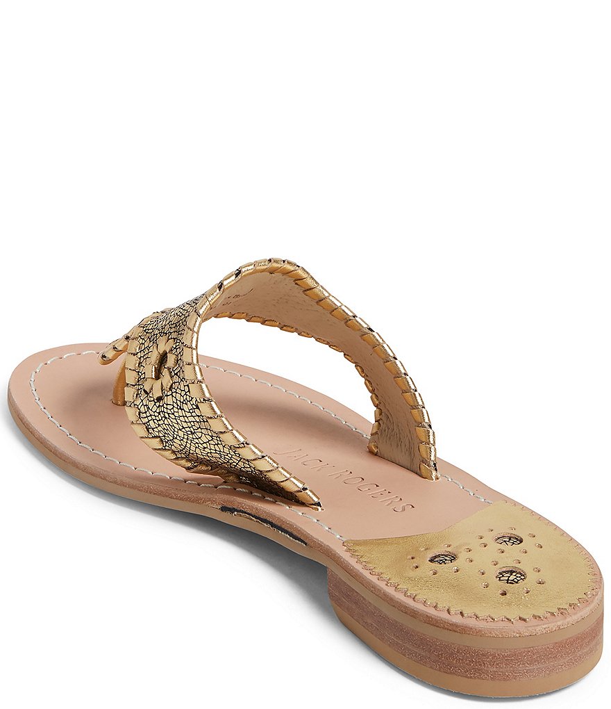 Jack Rogers Jacks Crackled Metallic Leather Thong Sandals