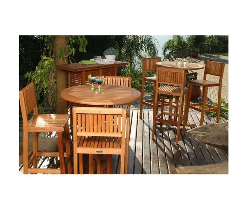 Ariesa 3pc Outdoor Bar Set - White & Gray - CosmoLiving