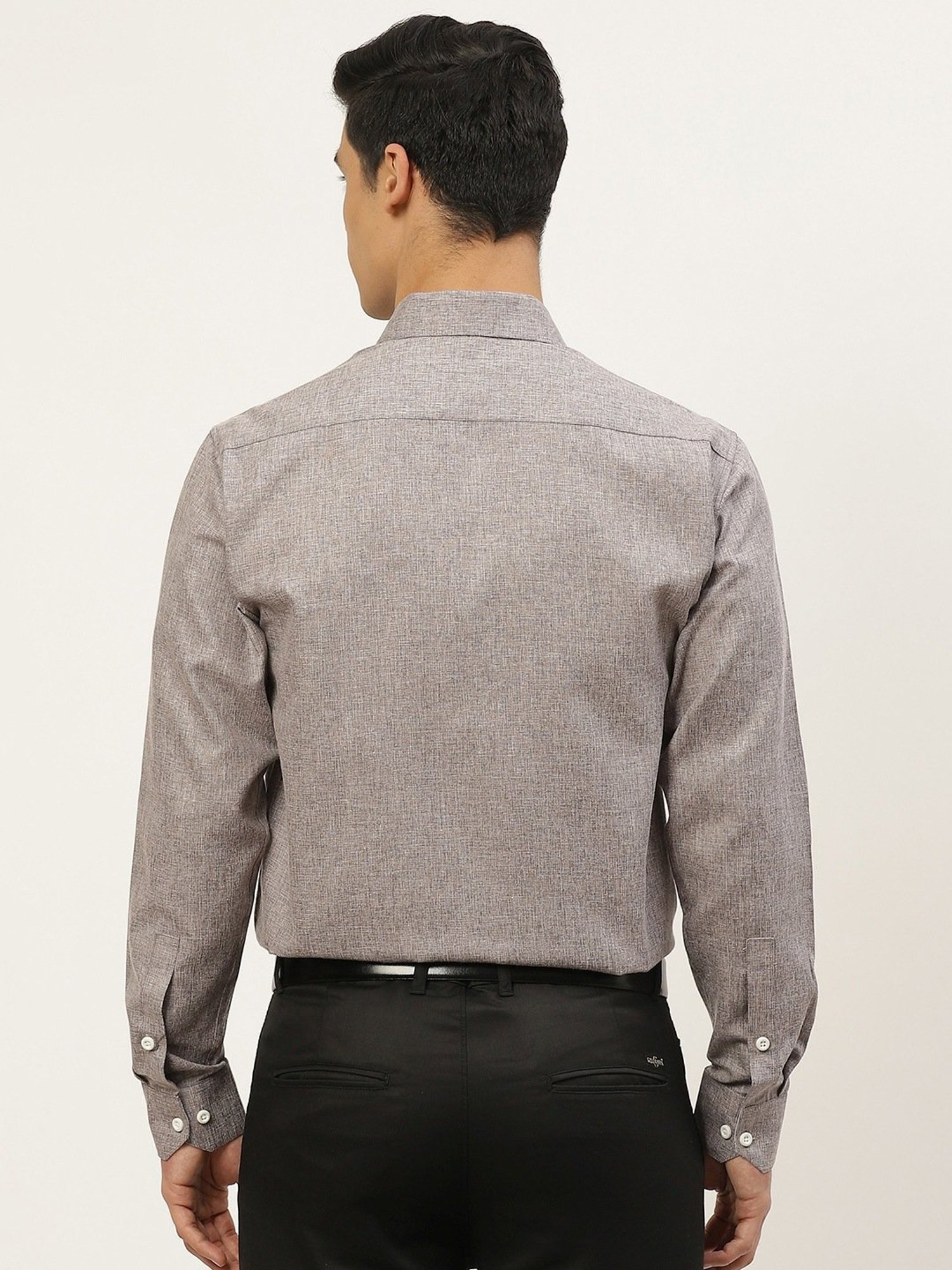 Sojanya Grey Cotton Linen Regular Fit Self Pattern Shirt