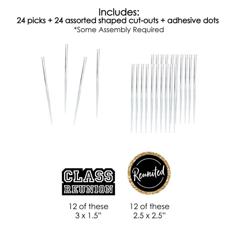 Big Dot of Happiness Reunited - Dessert Cupcake Toppers - School Class Reunion Party Clear Treat Picks - Set of 24