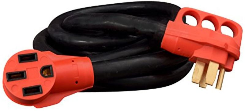 valterra mighty cord a10-5015eh rv 50-amp extension cord, 15-foot power extension cord, red