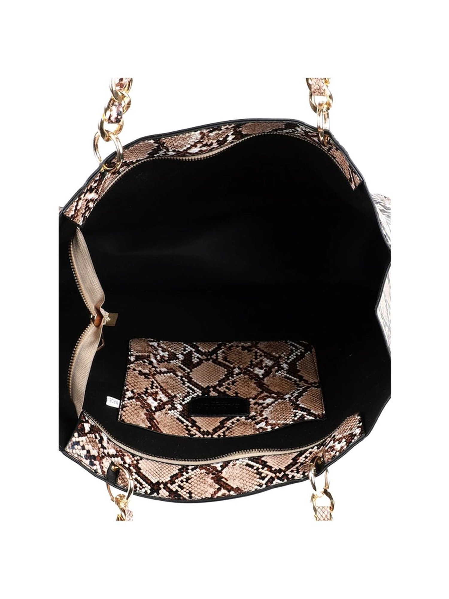 Carlton London Beige Printed Medium Tote Handbag