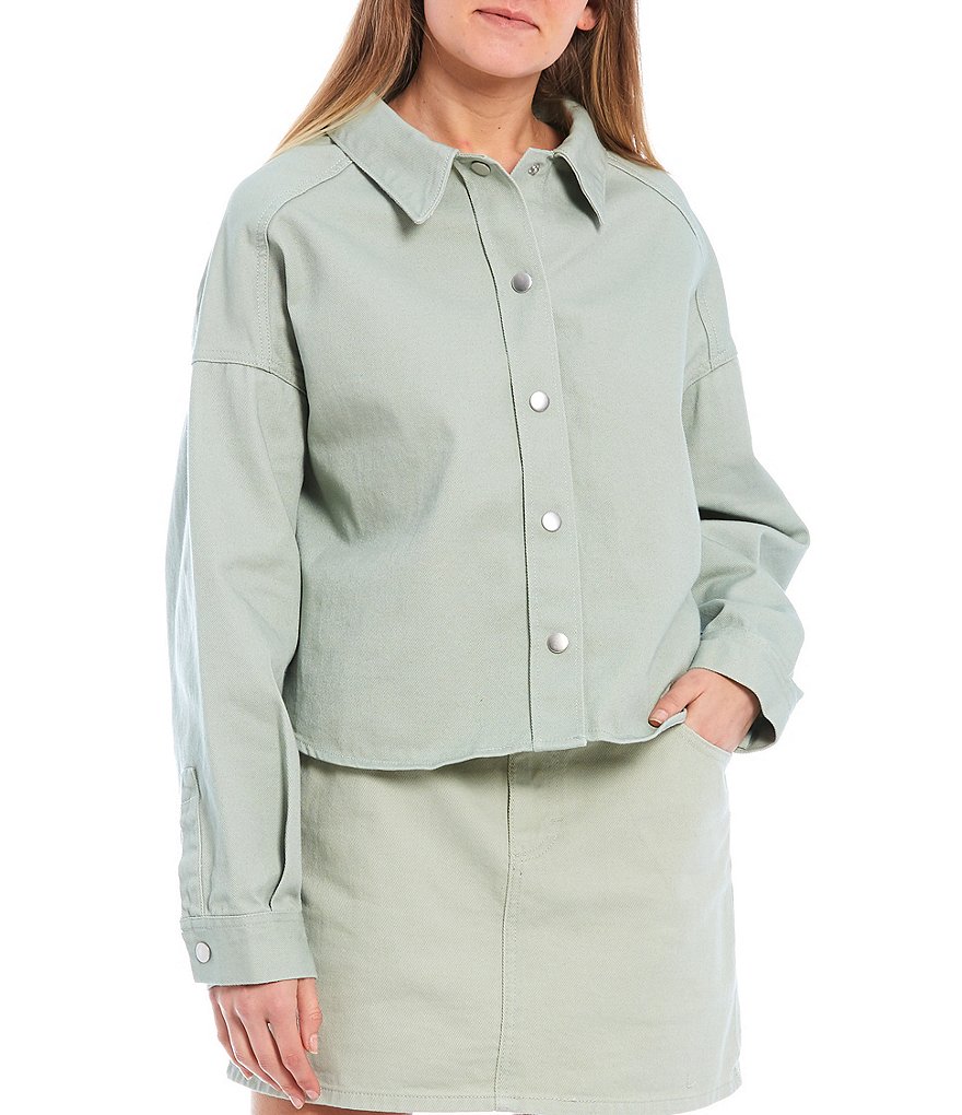 GB Button Front Long Sleeve Denim Shirt