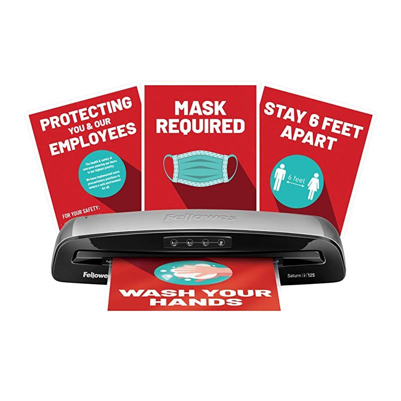 5736606 Laminator Saturn3i 125, 12.5 inch, Rapid 1 Minute Warm-up Laminating Machine, with Laminating Pouches Kit , Silver, Black