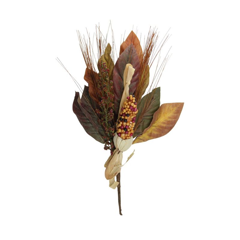 Darice 16" Orange and Burgundy Indian Corn, Wild Berries and Leaves Autumn Thanksgiving Pick