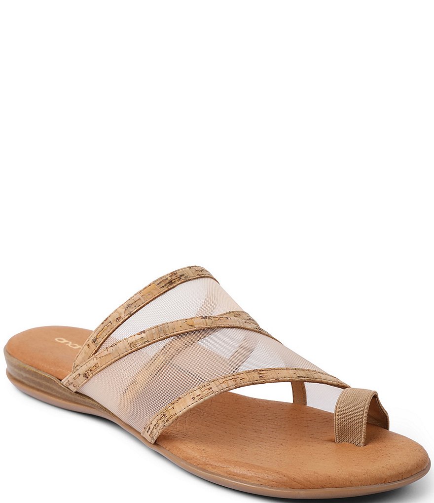 Andre Assous Nina Cork Mesh Toe Ring Thong Sandals