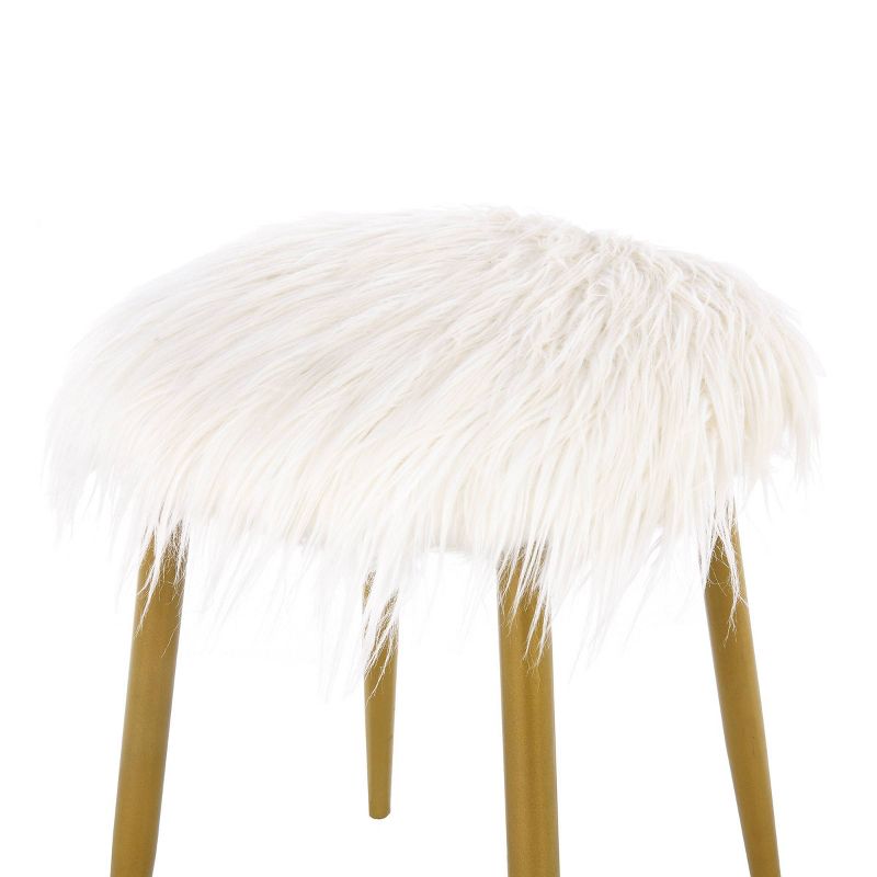 Madison Faux Fur Ottoman/Foot Rest White/Gold - Carolina Chair & Table