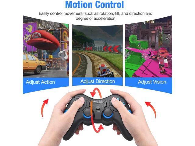 Switch Controller for Nintendo, BEBONCOOL Wireless Controller for Nintendo Switch/ Switch Lite Console, Switch Remote Pro Controller Gamepads with Dual Shock Gyro Axis Blue Anti-Skid