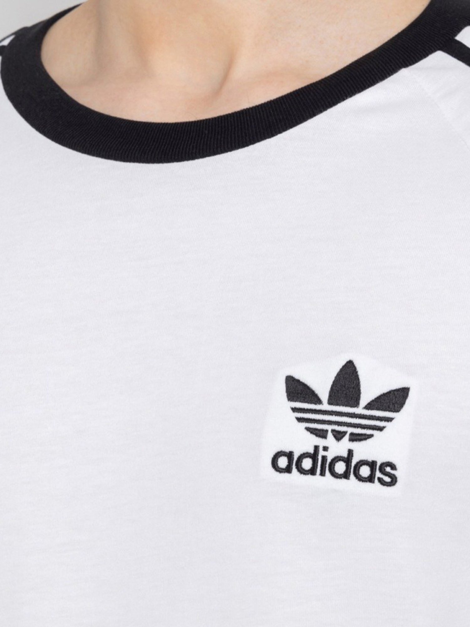Adidas Originals White Regular Fit Striped T-Shirt