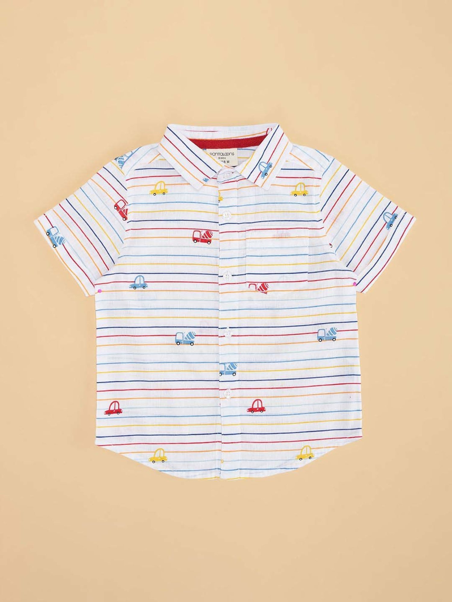 Pantaloons Baby Boys Brilliant White Cotton Striped Shirts