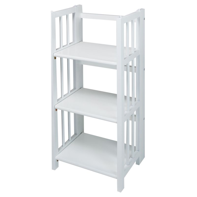 Casual Home 3 Shelf 14 Inch Folding Office Room Wood Furniture Bookcase, White
