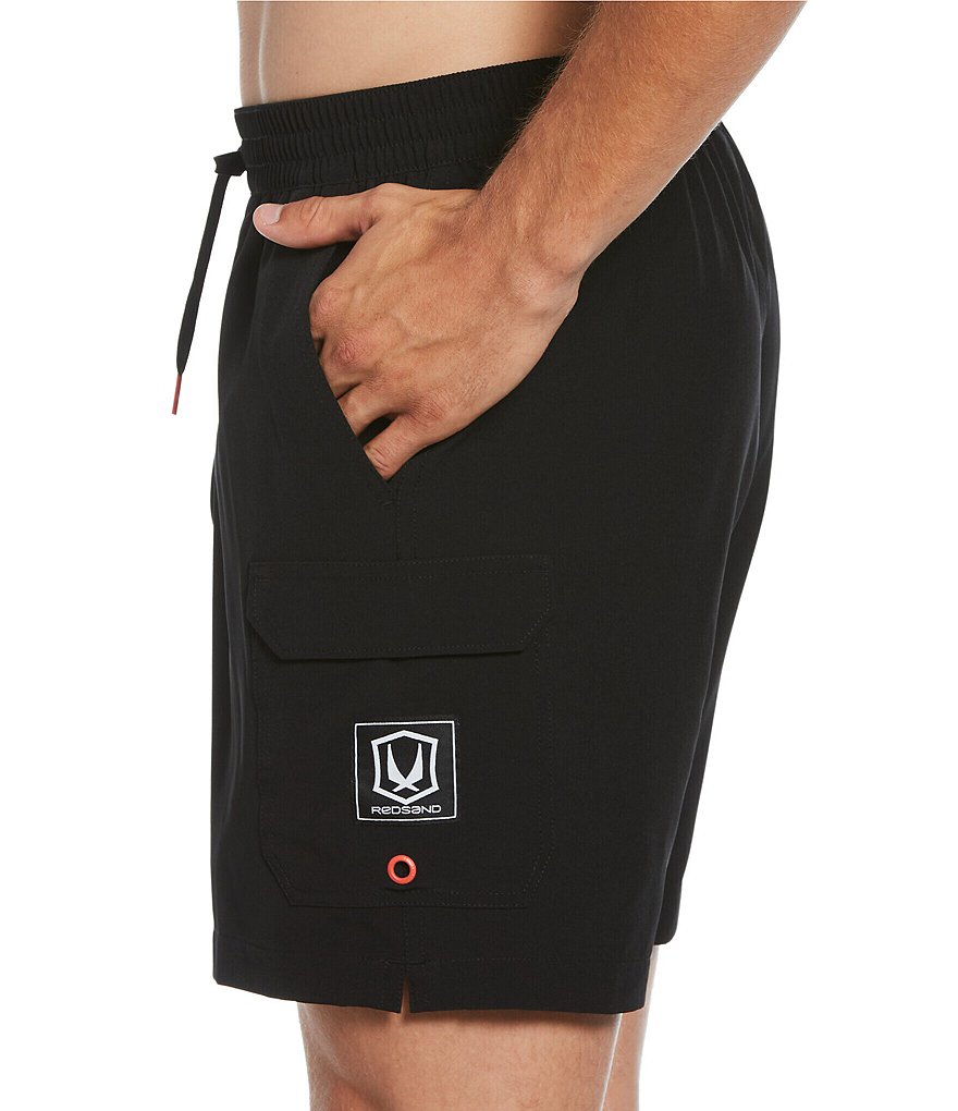 Redsand Solid Stretch 18#double; Outseam Cargo Volley Shorts