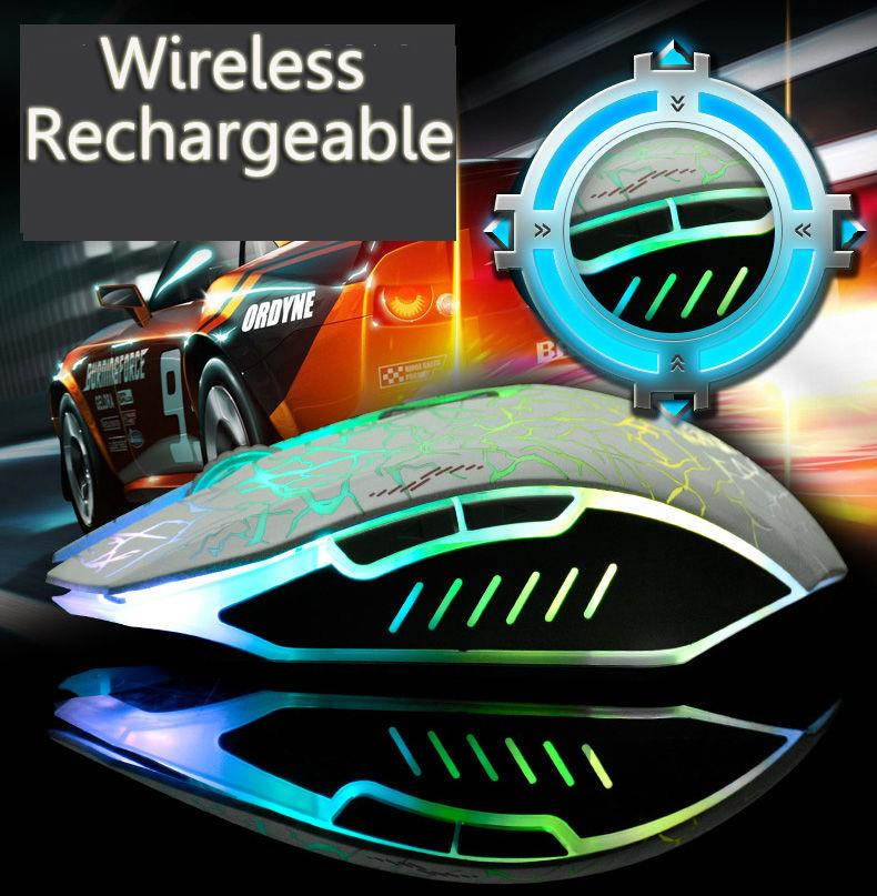 2016 2.4GHz Rechargeable Cordless 2400DPI Ergonomic Usb Optical PC Gaming Mouse