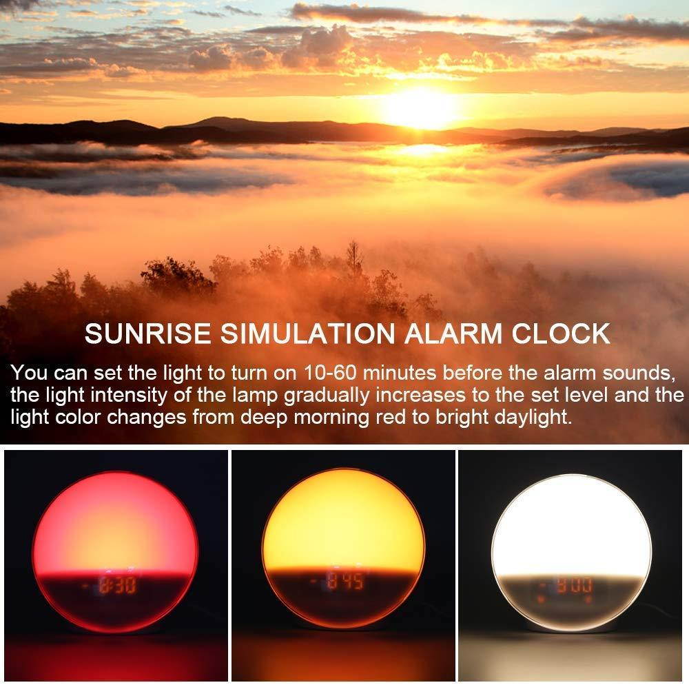 Wake- Up Light, LBell Alarm Clock 8 Colored Sunrise Simulation & Sleep Aid Feature, Dual Alarm Clock with FM Radio, 7 Natural Sound and Snooze for Kids Adults Bedrooms (LB01-Sunrise Alarm Clock)