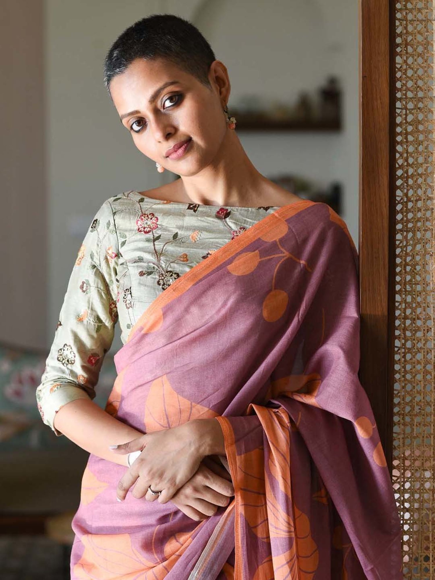 Suta Purple Pure Cotton Printed Saree