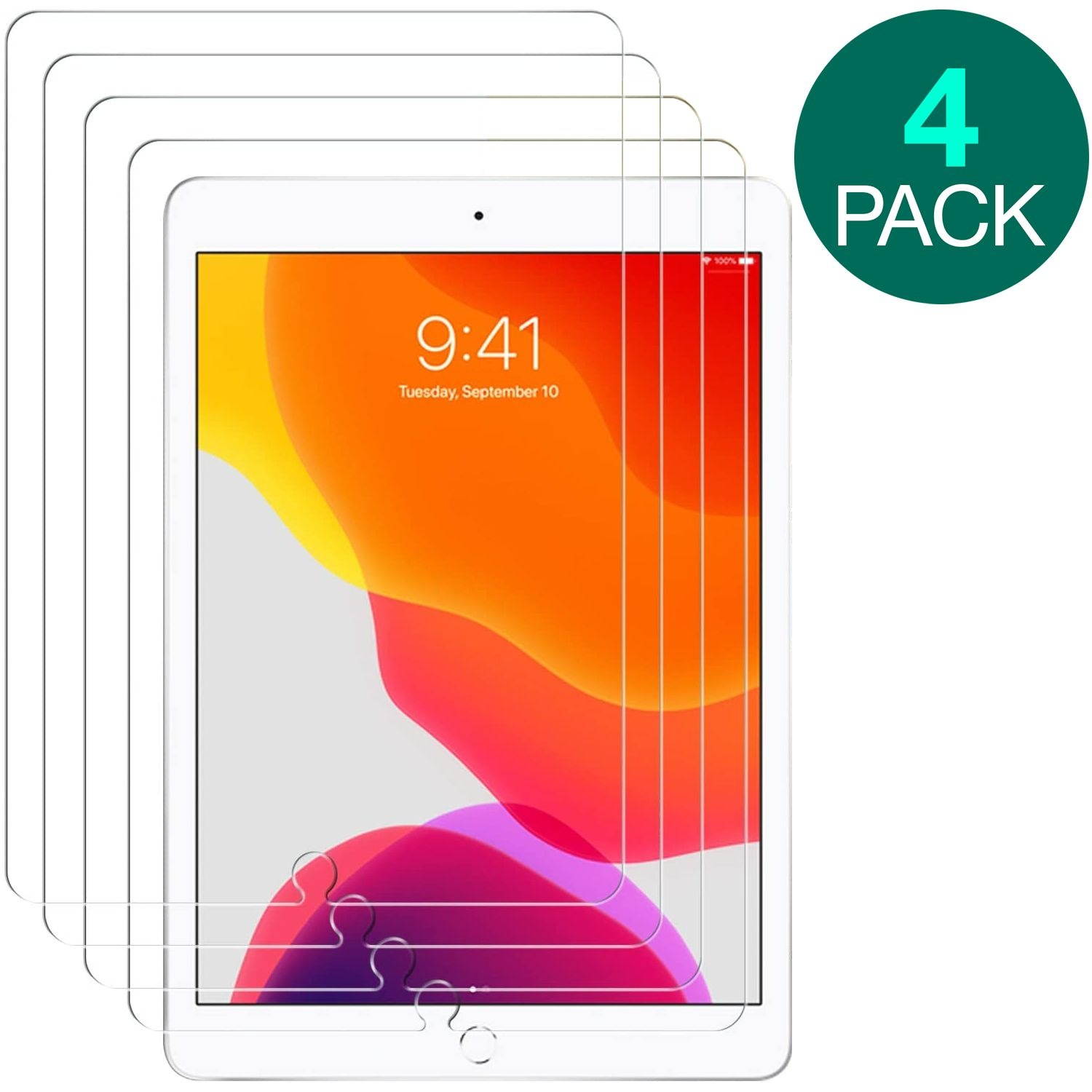4-Pack Premium HD Tempered Glass Screen Protector for iPad 10.2 inch (8th & 7th Gen)