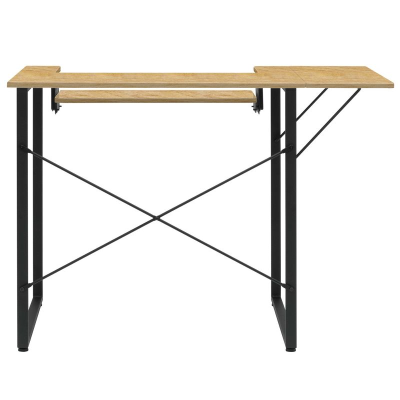 Sew Ready 13406 Dart Wood/Metal Multipurpose Sewing Machine Table Workstation Desk w/ Folding Top for Crafts, Sewing, Laptops, Charcoal Black/Ashwood