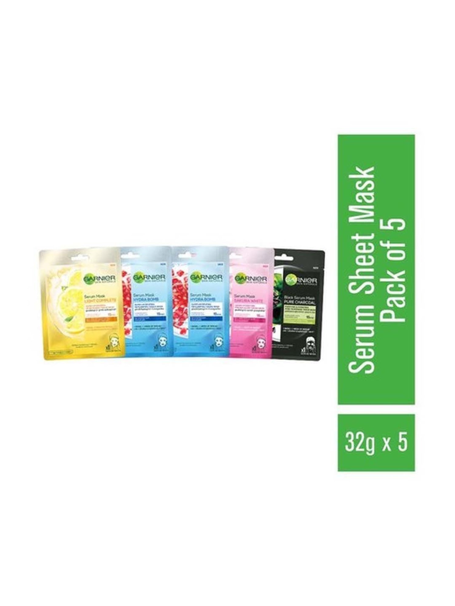 Garnier Skin Naturals Face Serum Sheet Mask (Pack of 5) - 140 gm