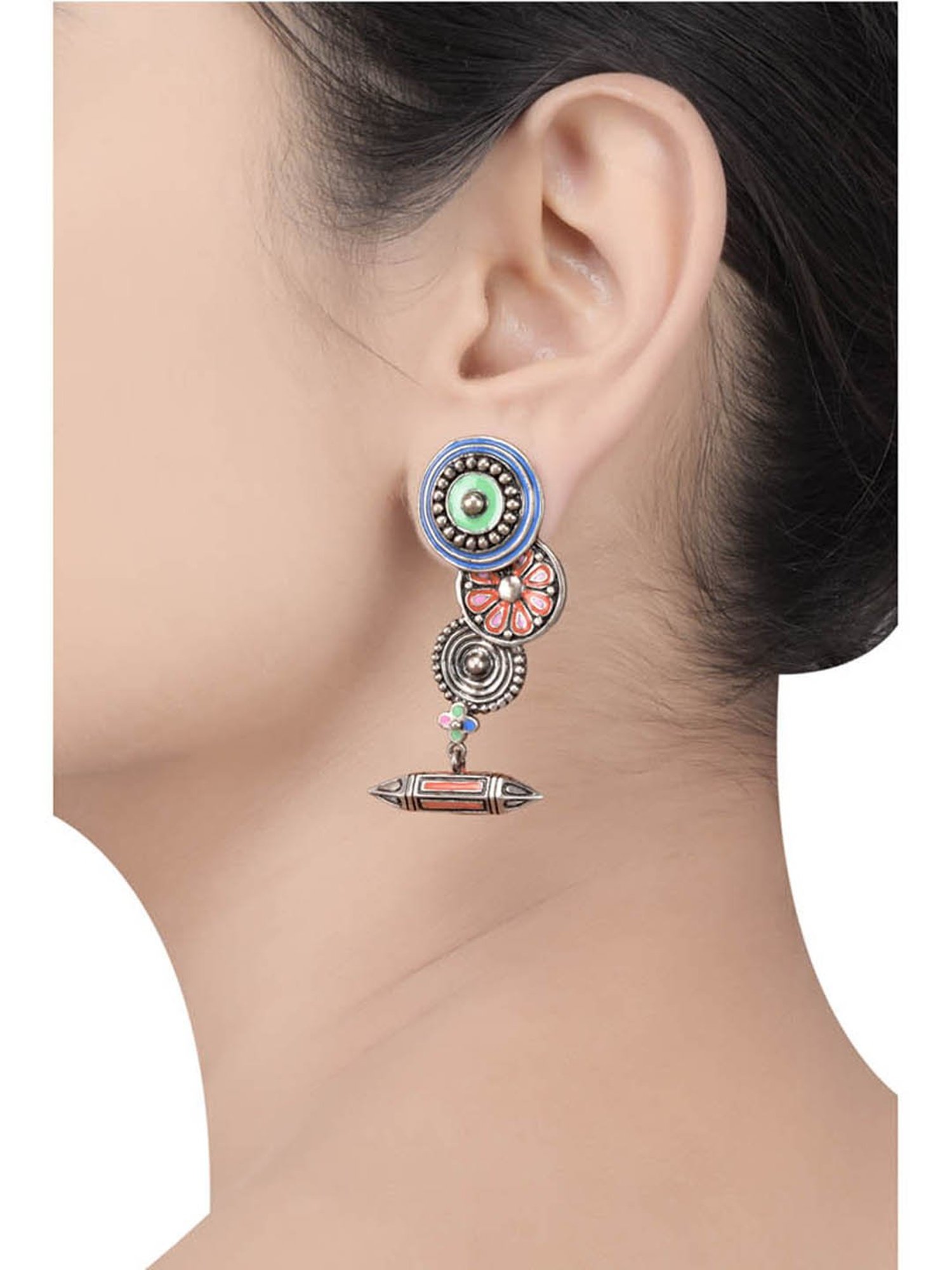 Tribe Amrapali Multi Chandrika Dangler Earrings