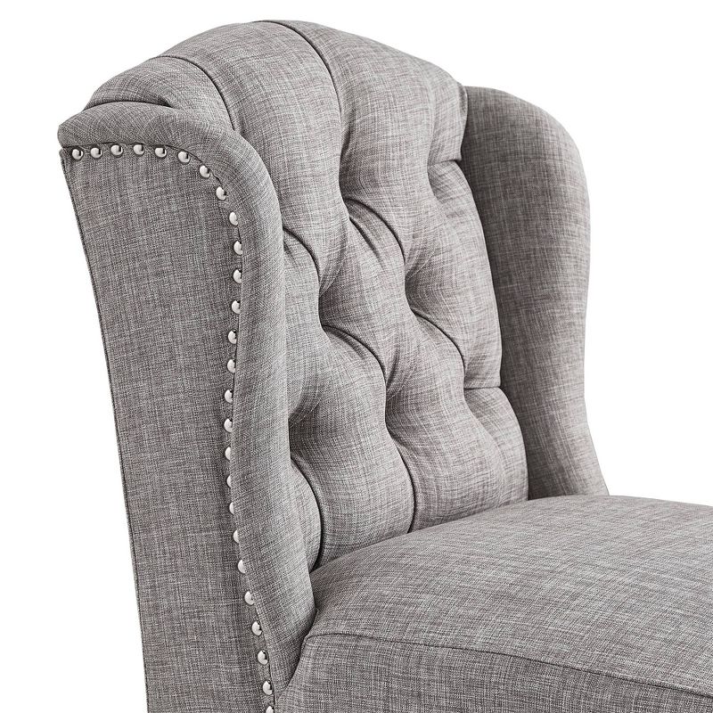 Set of 2 24" Casandra Button Tufted Wingback Counter Height Barstool Smoke - Inspire Q