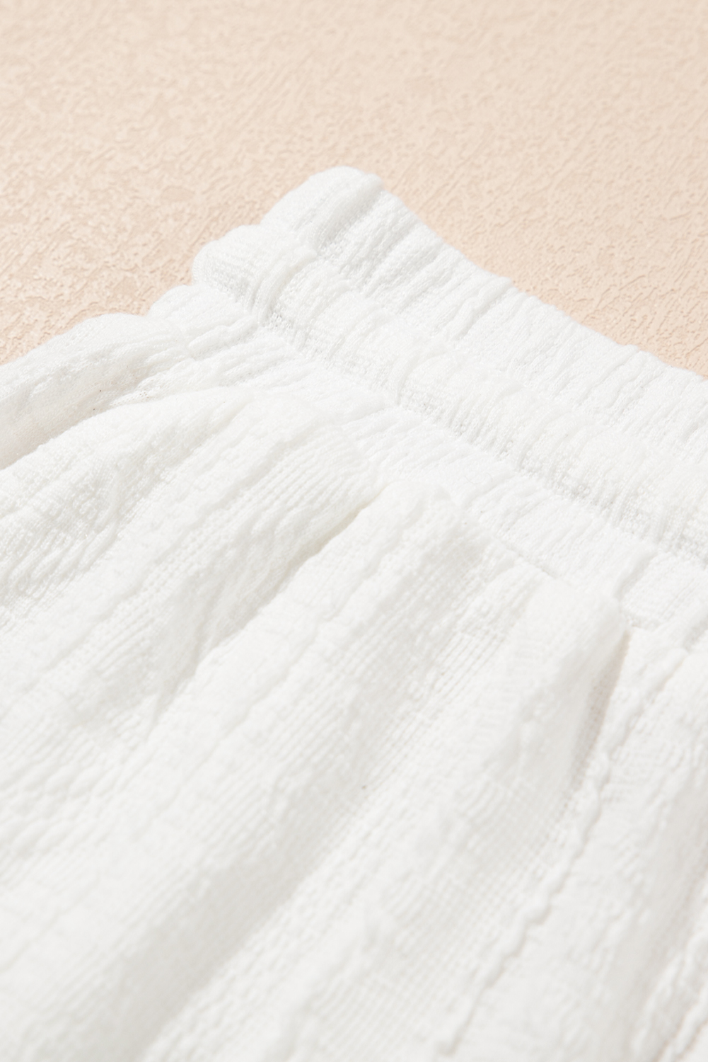 Skobeloff Textured Ruffle Split Top and Drawstring Shorts Set