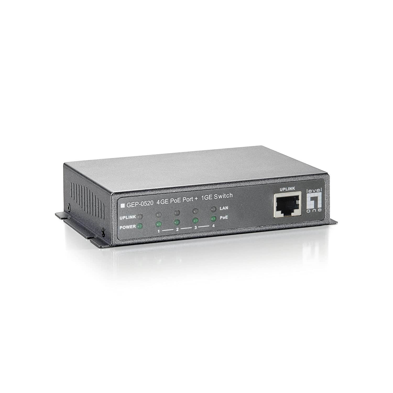 LevelOne GEP-0520 4-Port Gigabit PoE + 1-Port Gigabit Desktop Switch (Power Adapter included)