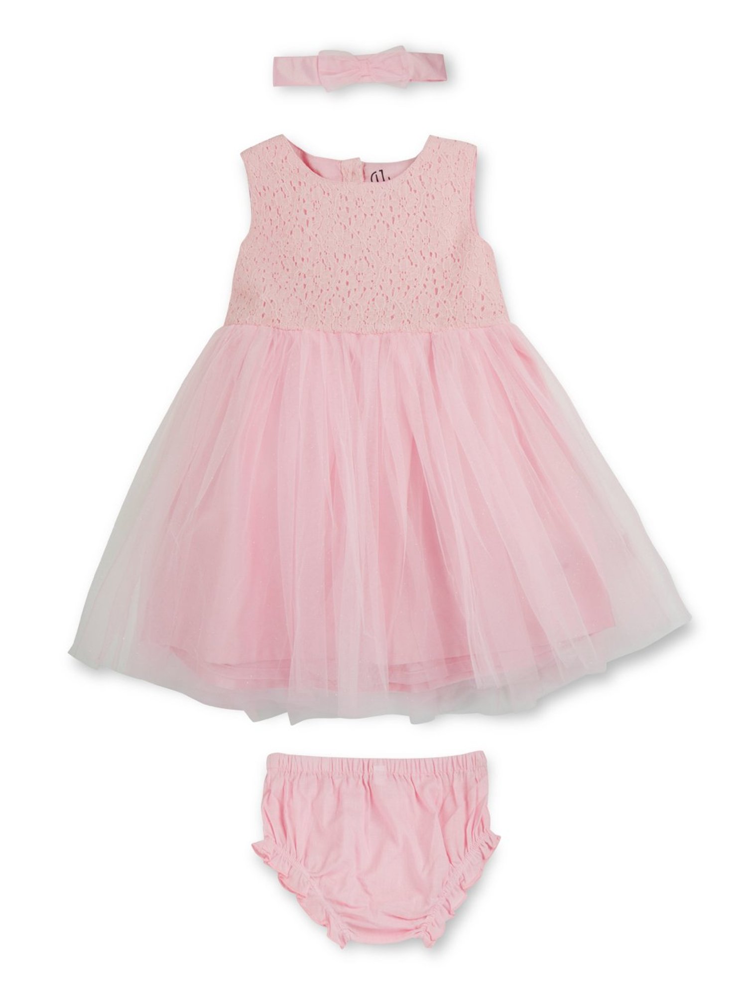 GJ baby Pink Self Design Dress with Bloomers