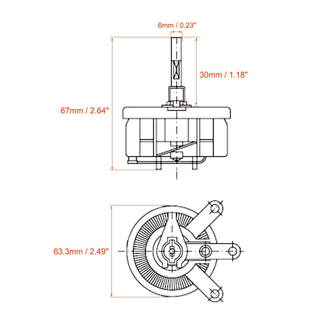 50W 5R Ohm Wirewound Ceramic Potentiometer Variable Rheostat Resistor With Knob