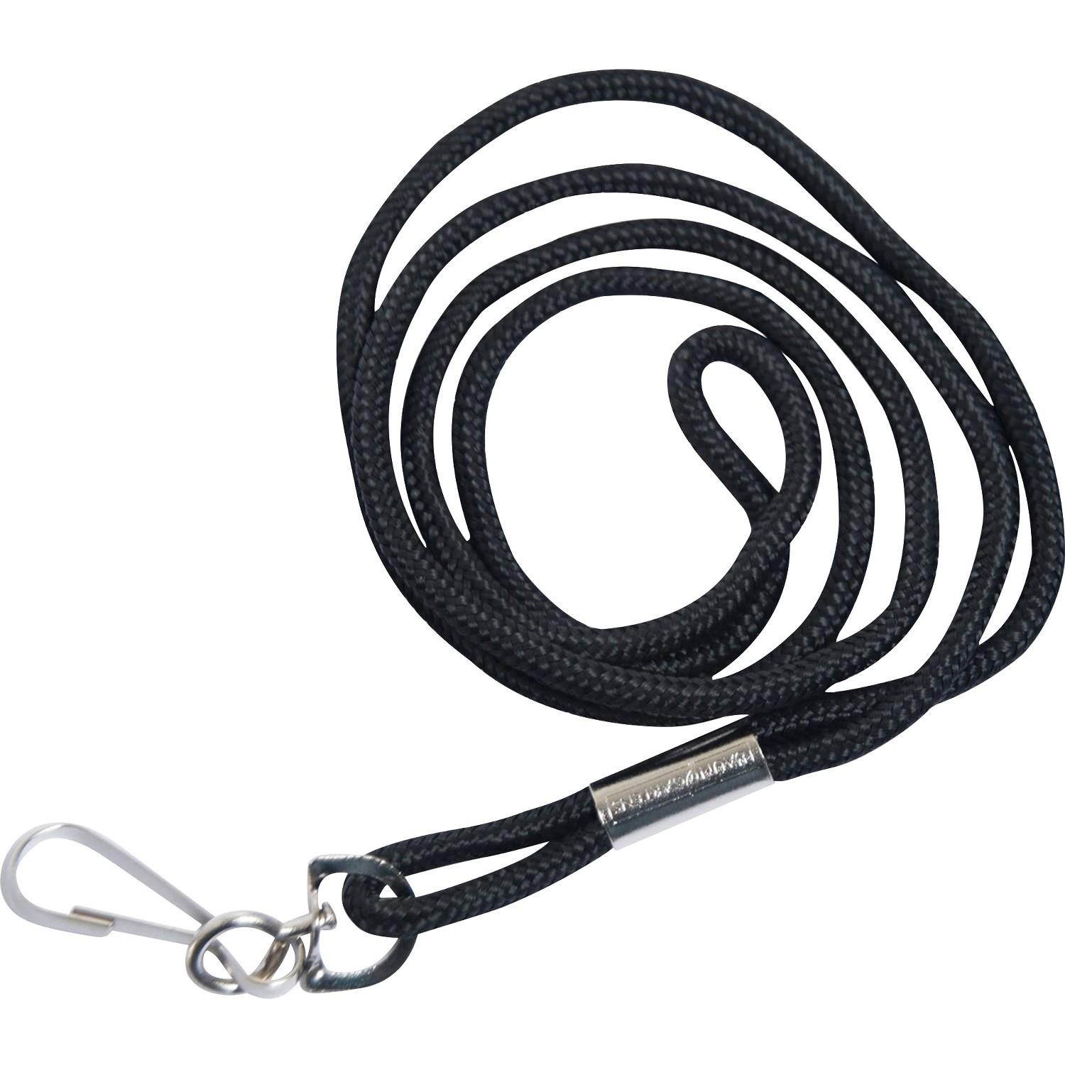 GBC BadgeMates Round Lanyard with Swivel Hook, Black, 12 per Pack (3748013A)