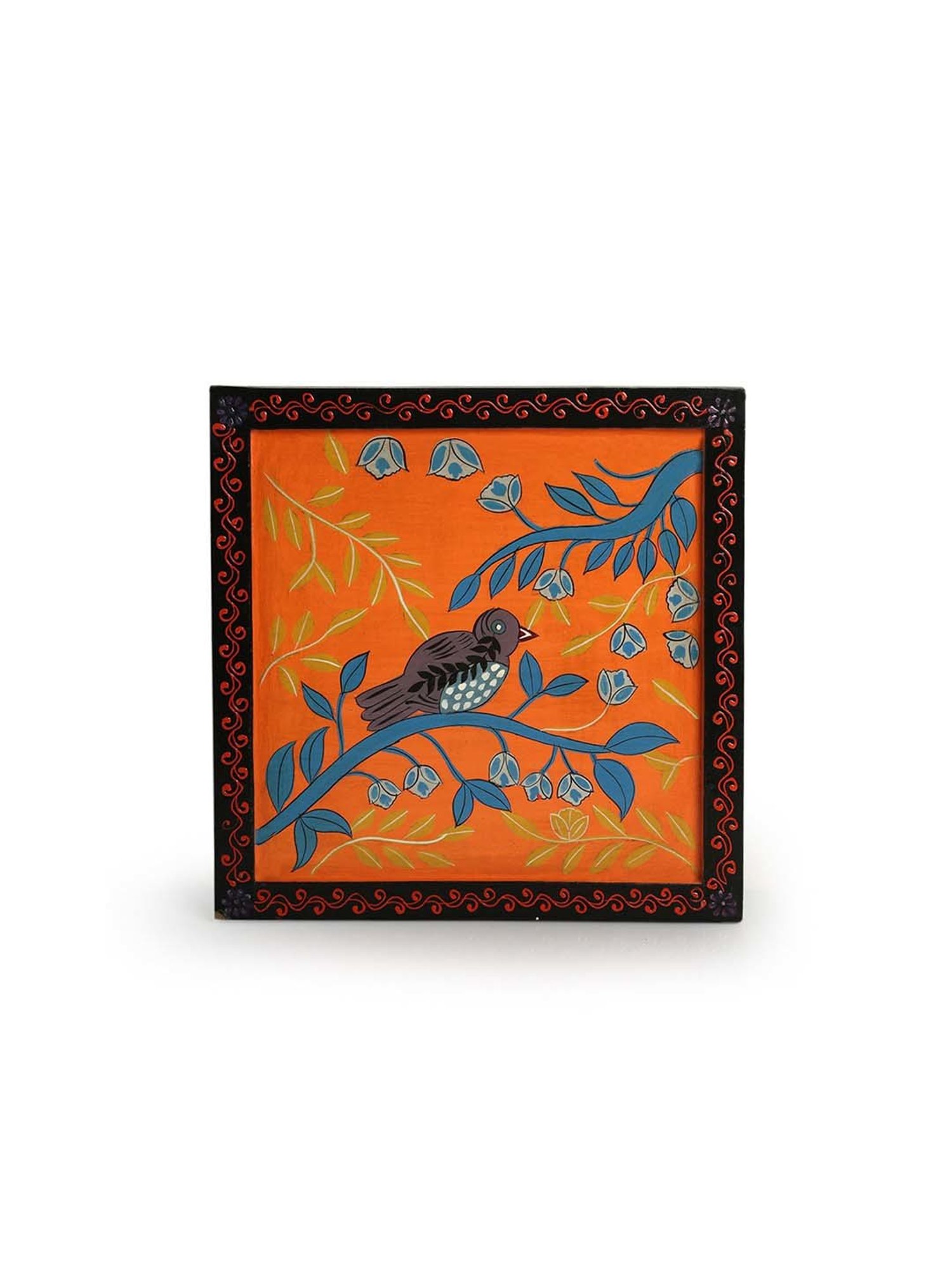 ExclusiveLane Multicolor Wood Chirping Sparrow Hand-Painted Wall Decor