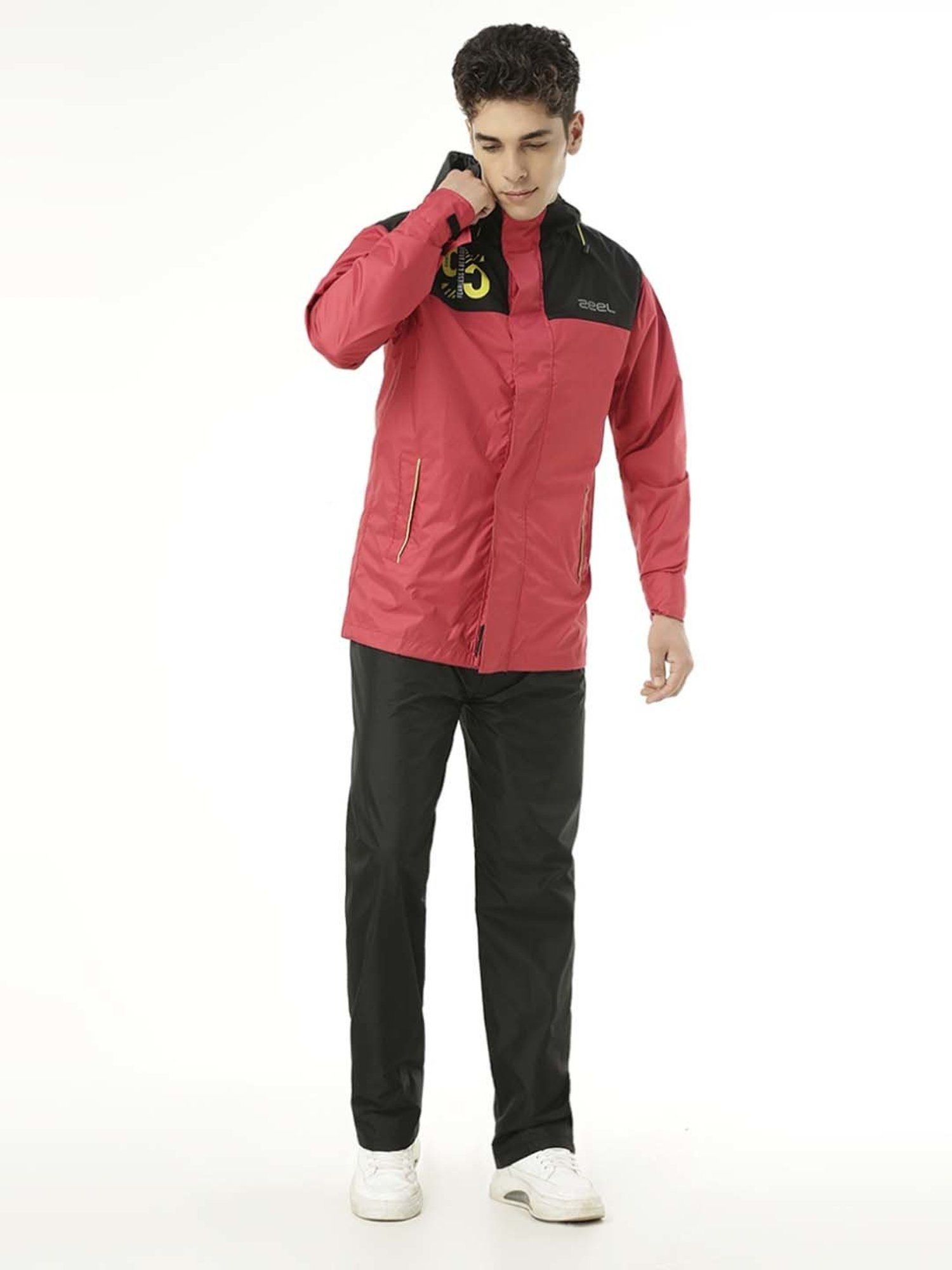 Zeel Black & Red Raincoat Set