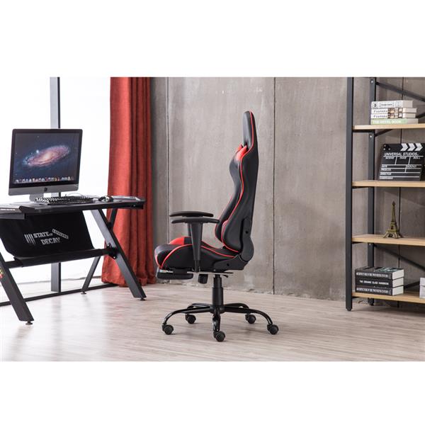 High Back Swivel Chair Racing Gaming Chair Office Chair with Footrest Tier Office Desk Chair Home Single Sofa Chair with Headrest(Red)