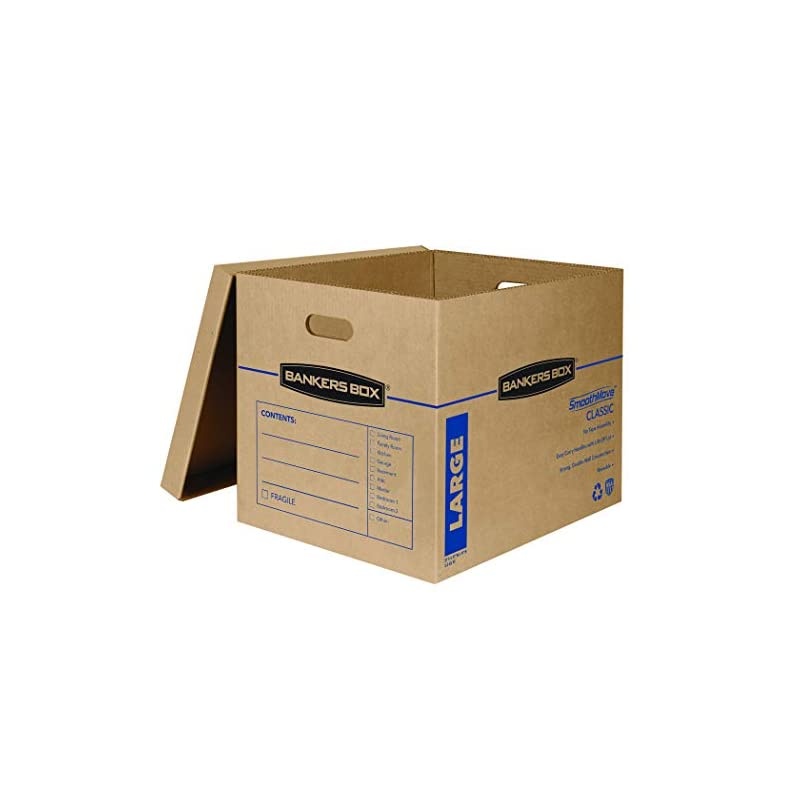 SmoothMove Classic Moving Boxes, Tape-Free Assembly, Easy Carry Handles, Large, 21 x 17 x 17 Inches, 10 Pack (7718202)