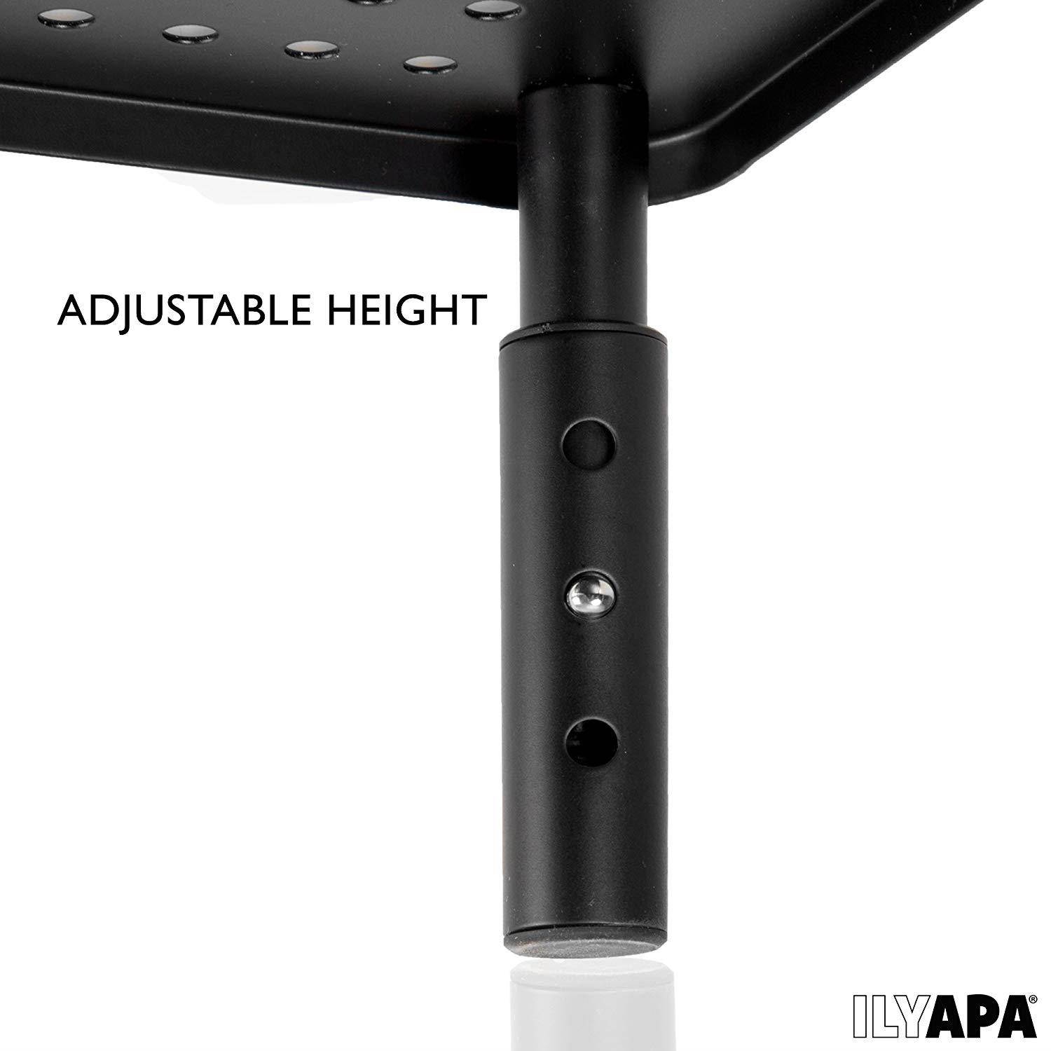 Adjustable Mesh Monitor Stand 2 Pack - Height Adjustable Metal Desktop Risers for Computer Monitors, Laptop & More