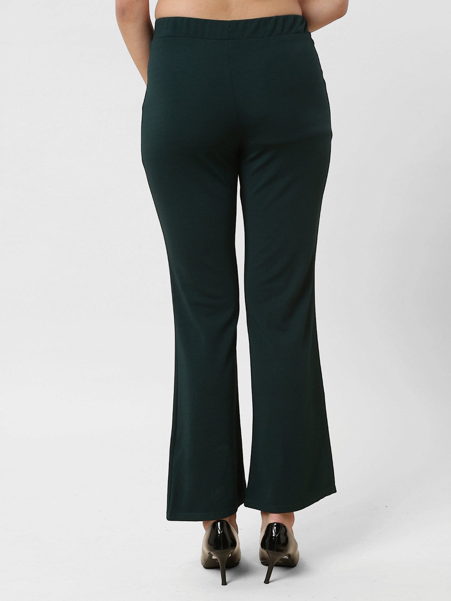 FITHUB Green Relaxed Fit High Rise Bootcut Trousers