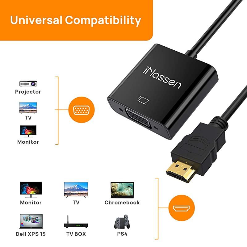 Hdmi to VGA Male to Female Adapter GoldPlated HDMI to VGA Adapter 1080p Hdmi VGA Adapter Converter for PC Monitor Projector HDTV Xbox and More