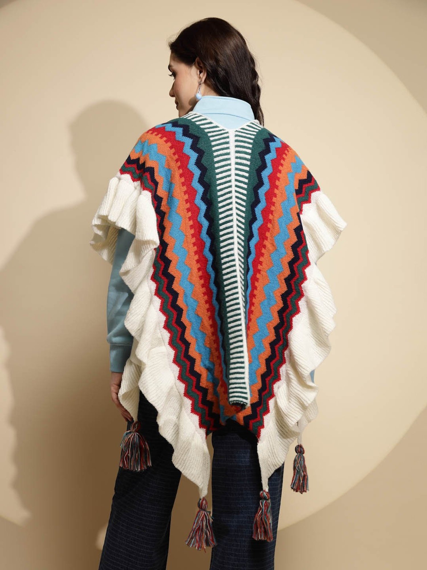 Akkriti by Pantaloons Off-White Self Pattern Shrug