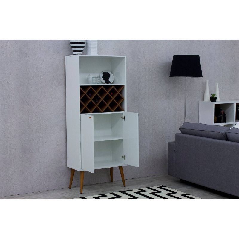 Utopia 10 Bottles Wine Rack China Storage Closet with 4 Shelves Maple Cream/Gloss White - Manhattan Comfort