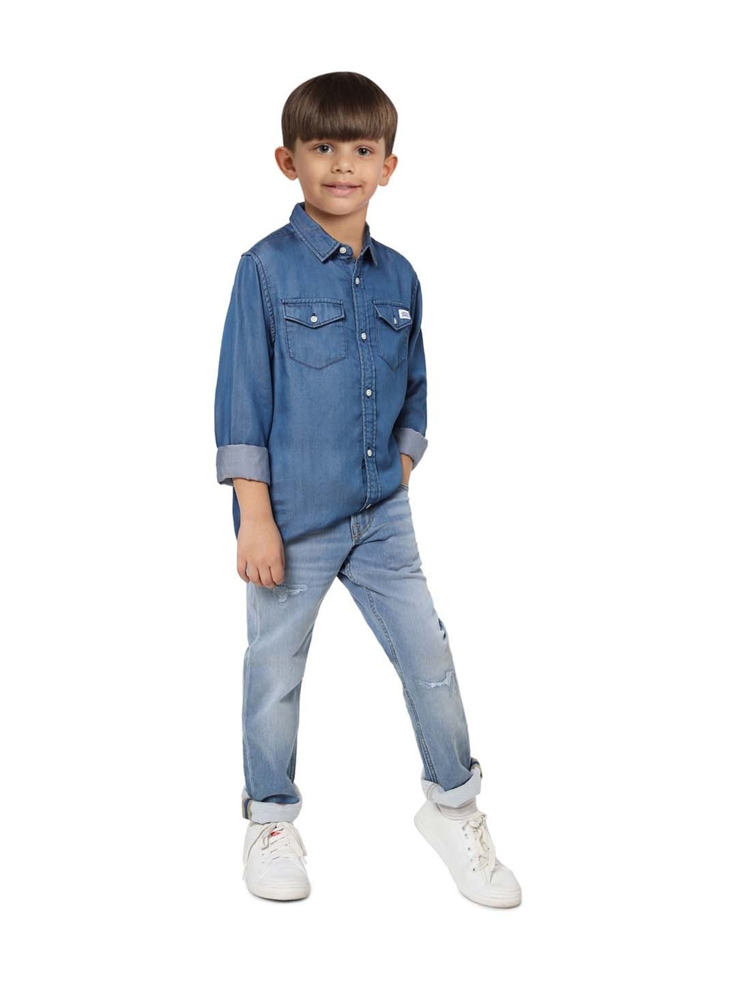 Jack & Jones Junior Blue Cotton Shirt