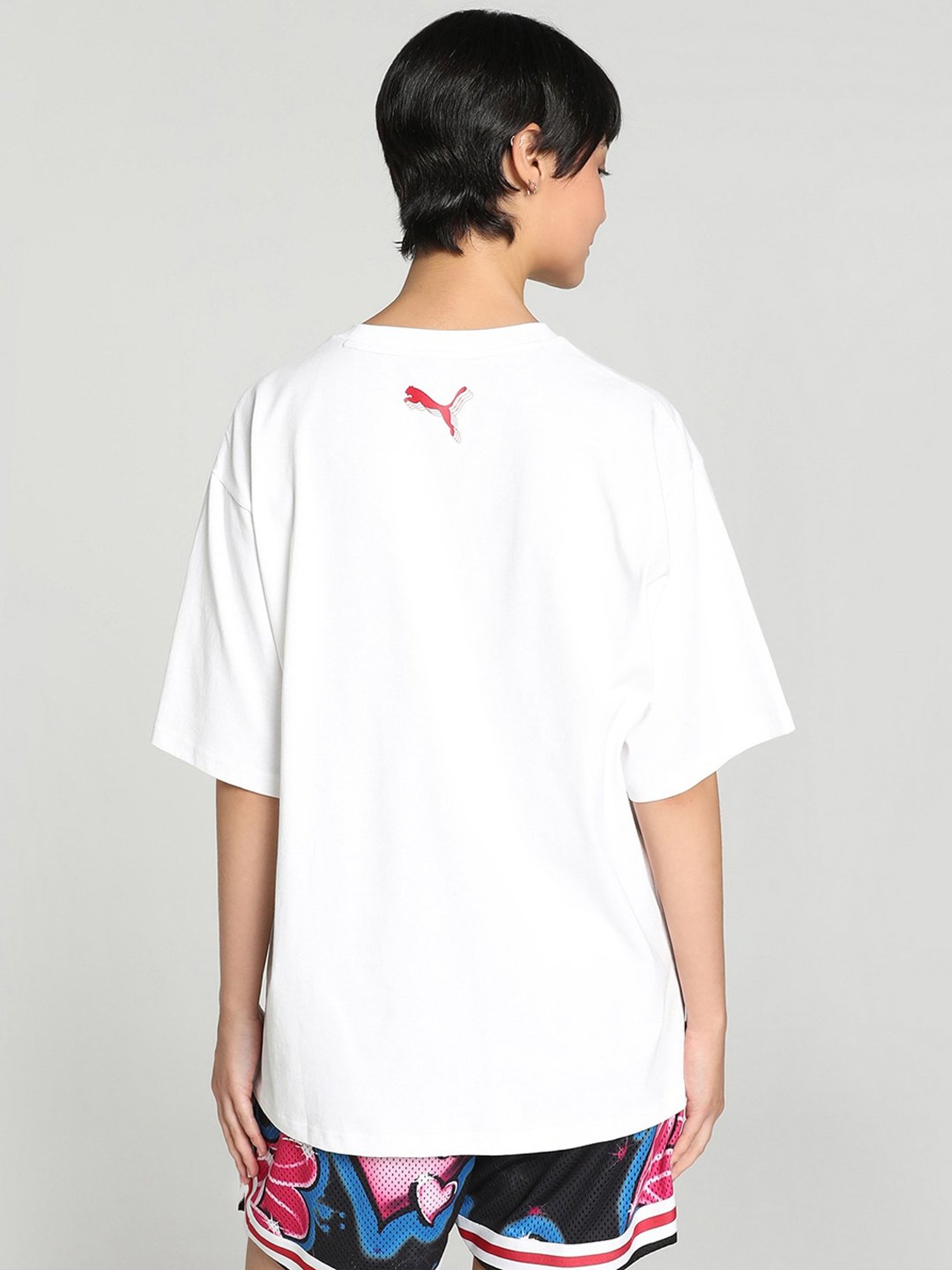 Puma White Cotton Printed T-Shirt